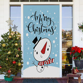 Aperturee - Blue Cute Snowman Snowy Merry Christmas Door Cover